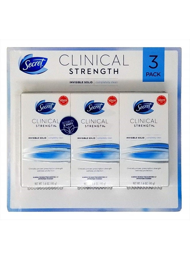 Secret مزيل العرق الصلب غير المرئي بقوة سريرية (1.6 أونصة، 3 عبوات) - Image 1