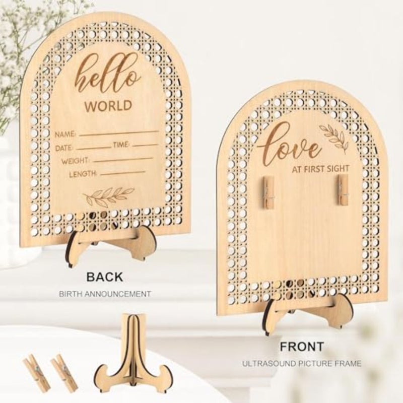 Baby Gift, Wooden Ultrasound Picture Frame, Newborn Gifts and Keepsakes, هدايا مواليد for Gender Reveal Expecting to Be Mom Dad First Time Parents Gifts - Image 4