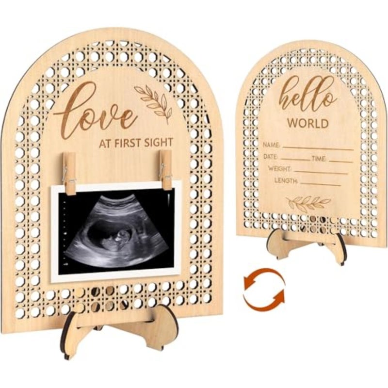 Baby Gift, Wooden Ultrasound Picture Frame, Newborn Gifts and Keepsakes, هدايا مواليد for Gender Reveal Expecting to Be Mom Dad First Time Parents Gifts - Image 3