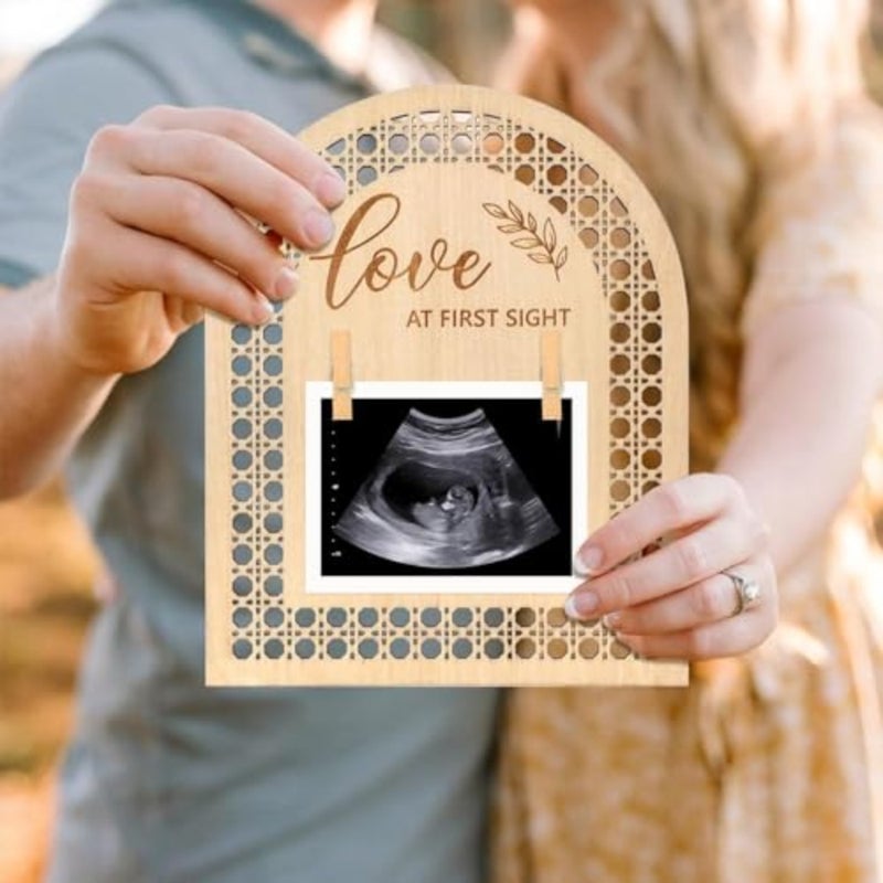 Baby Gift, Wooden Ultrasound Picture Frame, Newborn Gifts and Keepsakes, هدايا مواليد for Gender Reveal Expecting to Be Mom Dad First Time Parents Gifts - Image 1