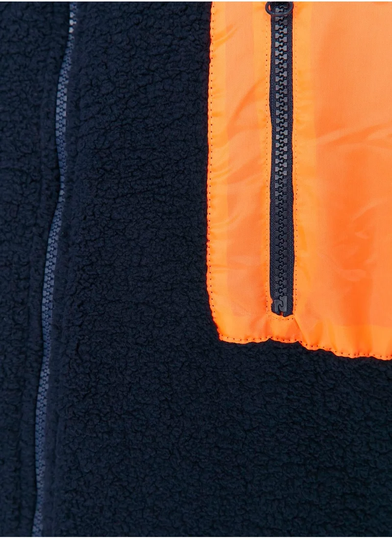 trendyol Contrast Pocket Zip Through Sweatshirt