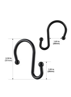 Excefore Black Shower Curtain Hooks, Metal Rust Resistant Shower Rings Decorative, S Shaped ​Hooks Hangers for Bathroom Curtains,Clothing,Towels(12 PCS)  - Image 3