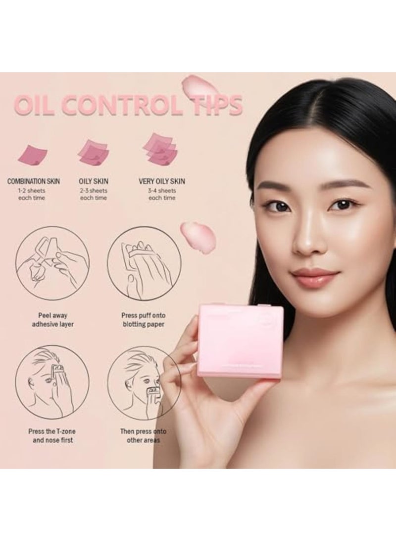 Luckam Oil Blotting Paper for Face with Mirror & Puff, 3-in-1 Oil Absorbing Sheets for Oily Skin, Makeup Blotting Papers to Control Shine and Grease, Gentle for Men and Women, 300 Sheets - Image 4