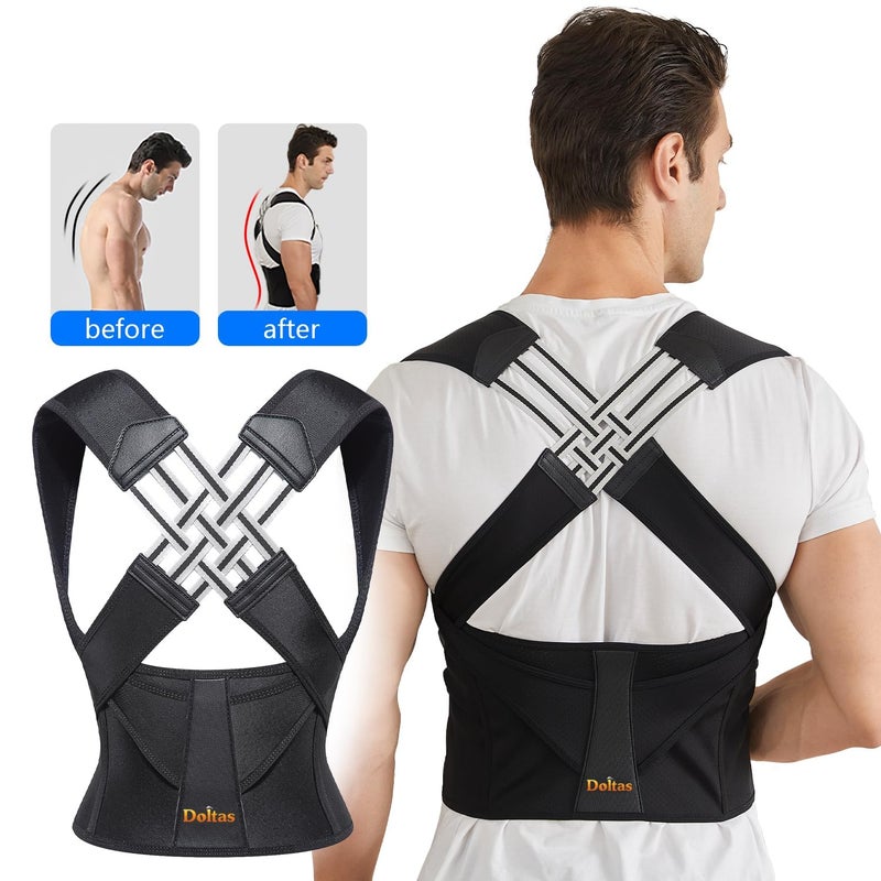 DOLTAS Neoprene X-Cross Posture Corrector Belt Universal Size Shoulder & Back Support Belt | Back Straightener Brace For Spine & Body Posture Correction | Clavicle Support For Unisex | Universal Size - Image 2