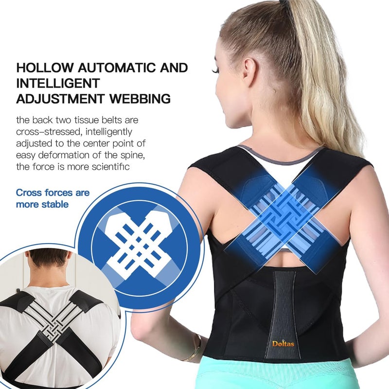 DOLTAS Neoprene X-Cross Posture Corrector Belt Universal Size Shoulder & Back Support Belt | Back Straightener Brace For Spine & Body Posture Correction | Clavicle Support For Unisex | Universal Size - Image 3