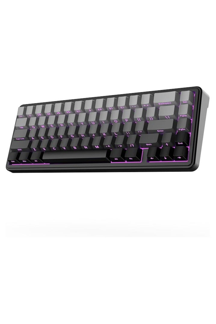 أولا لوحة مفاتيح ميكانيكية لاسلكية EPOMAKER x AULA F65 65%، لوحة مفاتيح مخصصة للألعاب مع حشوة قابلة للتبديل السريع مع خمس طبقات، وإضاءة خلفية RGB، وبلوتوث/2.4 جيجاهرتز/USB-C (أسود، مفتاح Graywood V3) - Image 1