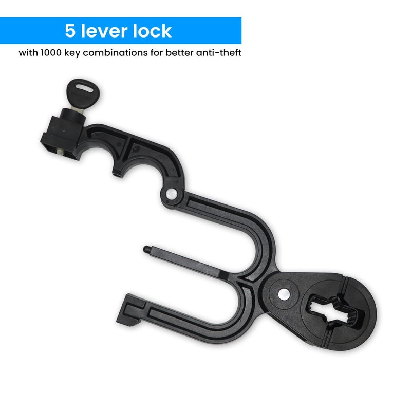 TVS Helmet Lock for Bike, Double Lock for Helmet Bike Riding Accessories, Anti-Theft Helmet Safety Lock, W - Shaped Helmet Lock for Motorcycle - Black - Image 3