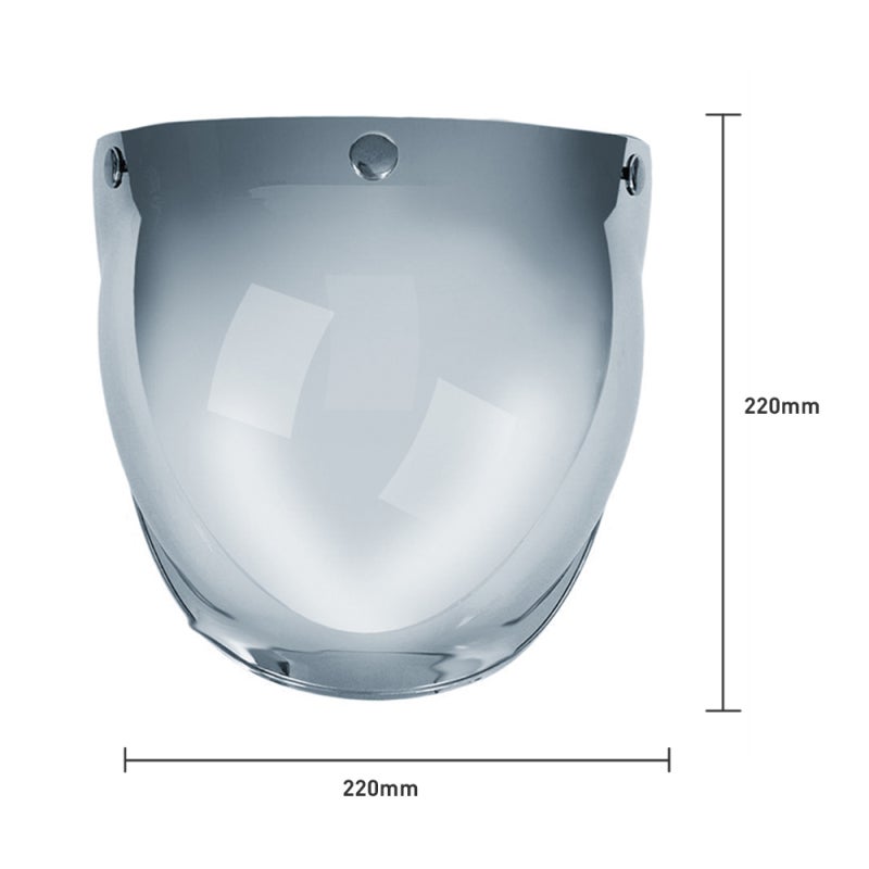 Bubble Shield Visor Lens 3-Snap Motorcycle Helmet Bubble Visor Anti-Fog Anti-Scratch UV-Protected Silver - ABS Material for All Helmet Sizes - Image 3