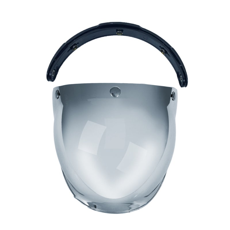 Bubble Shield Visor Lens 3-Snap Motorcycle Helmet Bubble Visor Anti-Fog Anti-Scratch UV-Protected Silver - ABS Material for All Helmet Sizes - Image 1