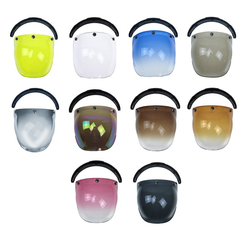 Bubble Shield Visor Lens 3-Snap Motorcycle Helmet Bubble Visor Anti-Fog Anti-Scratch UV-Protected Silver - ABS Material for All Helmet Sizes - Image 2