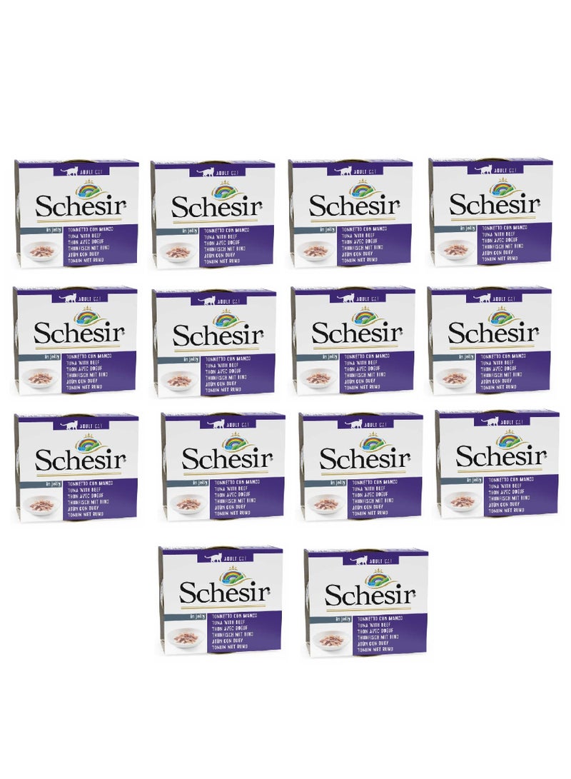Schesir 14PC Cat Wet Food-Tuna With Beef Fillets 85g - Image 1