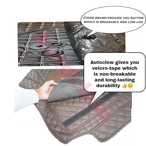 AutoClow Premium 7D Car Mat for Hyundai Alcazar 7-SEAT (Model : 2021-2023) || Luxury Leather Dual-Stitch Full Set 7D Car Floor Mat || 100% Waterproof || Color : Coffee Stitch-Coffee Grass (Design-1) - Image 5