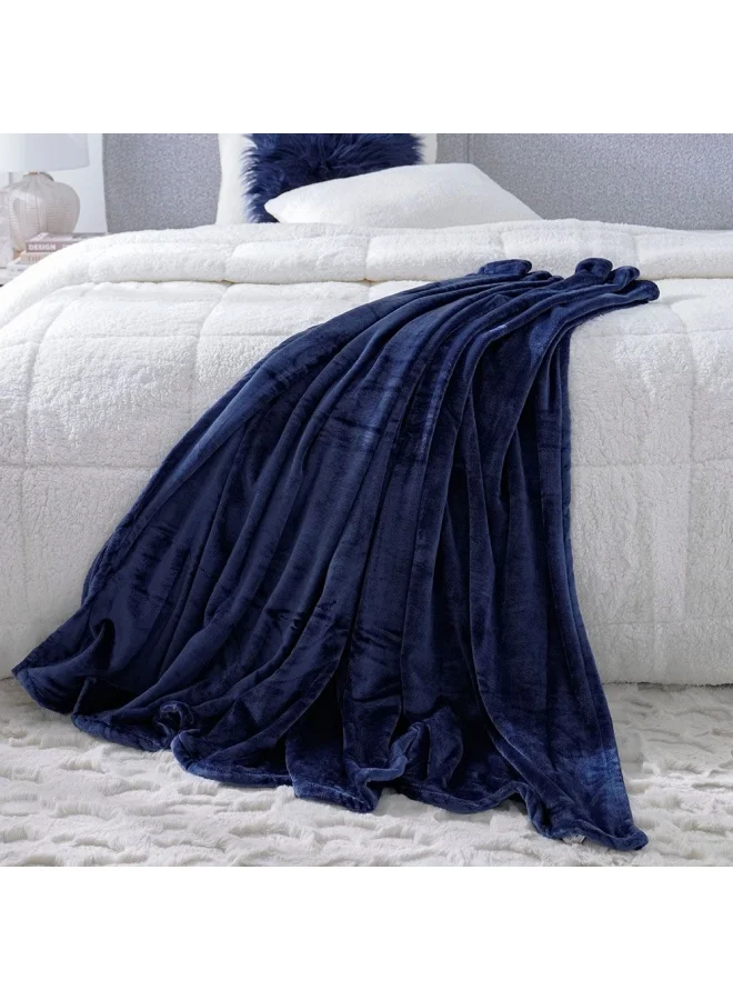 DANUBE HOME Micro Flannel Blankets Single 150X220Cm Navy