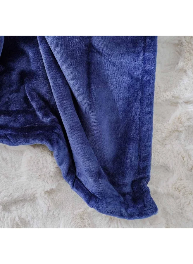 DANUBE HOME Micro Flannel Blankets Single 150X220Cm Navy