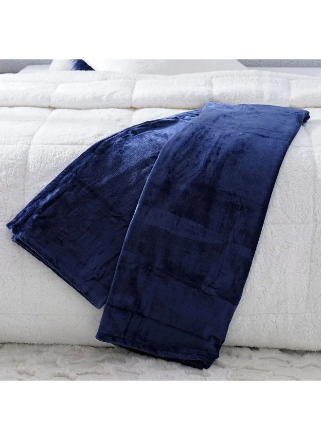 DANUBE HOME Micro Flannel Blankets Single 150X220Cm Navy