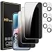 Romkasi 3 Pack Privacy Screen Protector for iPhone 14 61 Inch with 3 Pack Camera Lens Protector Anti Spy Tempered Glass Film AntiScratch Touch Sensitive Case Friendly - Image 2