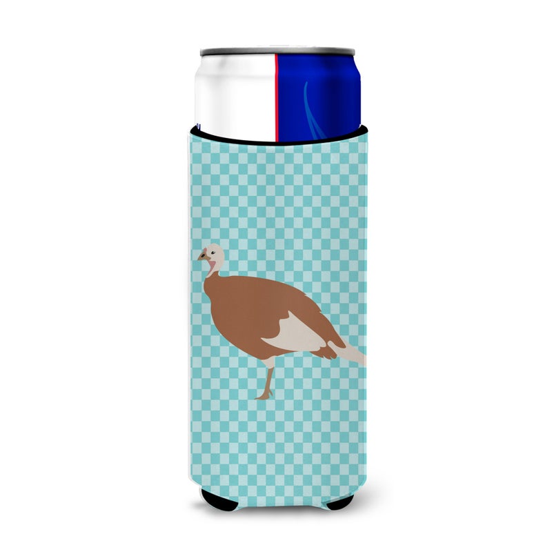 Caroline's Treasures ""Caroline's Treasures Jersey Buff Turkey Hen Blue Check Decorative Can Hugger  Slim  Multicolor""