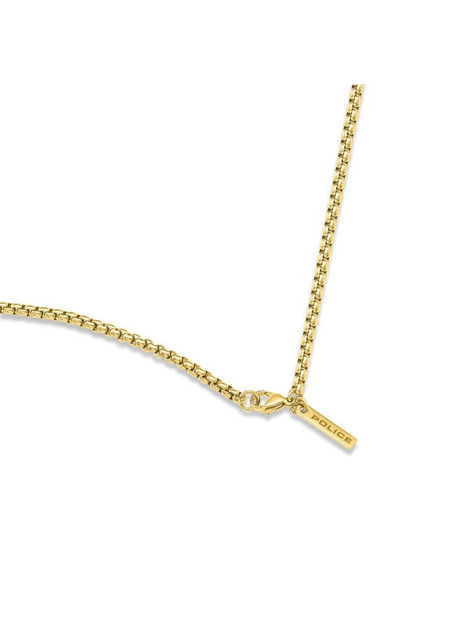 POLICE Stamp Necklace  IonPlated Black Tag with Wing Logo and GoldPlated Chain for Subtle Rebellious Style