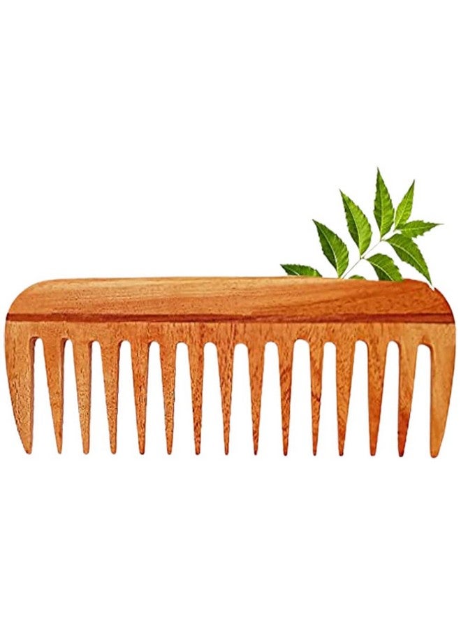 Rufiys Wooden Curly Hair Wide Tooth Comb | Neem Wood Curly Hair Comb for Women & Men | Hair Growth | Anti Dandruff | Detangler Comb (Neem-Comb_16 model) - Image 1