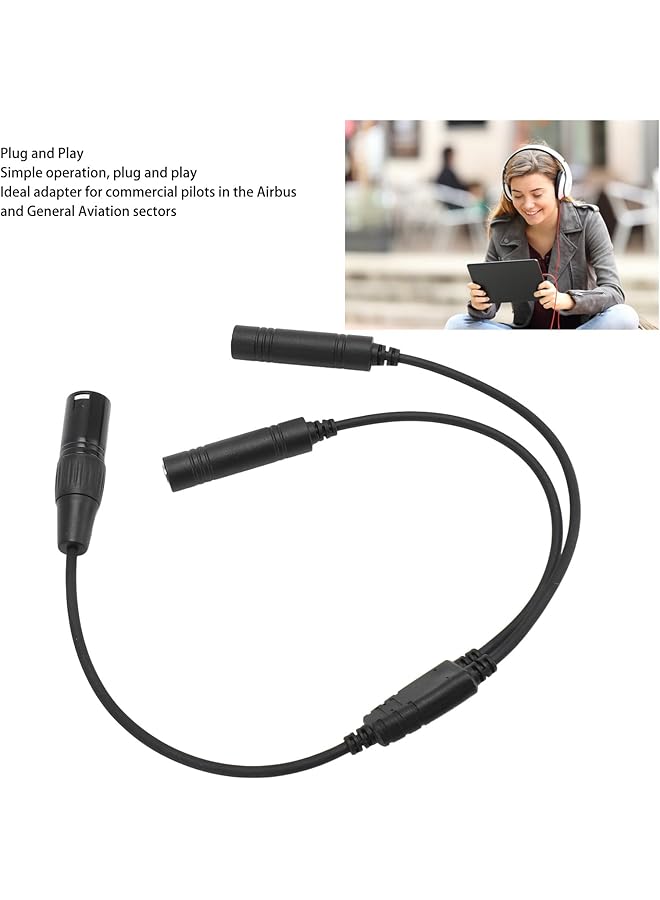 إيروريكس محول سماعة رأس Airbus Xlr بمقبس مزدوج من Ga إلى محول سماعة رأس Xlr احترافي بخمسة دبابيس لمعظم سماعات الرأس الخاصة بالطيران، قابل للتوصيل والتشغيل - Image 2
