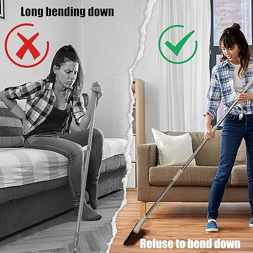 QPEY Broom and Dustpan Set for Home, Dust Pan with Long Handle 49.2" Broom with Dustpan Combo Set for Restaurant Kitchen Office Bedroom (Khaki) - Image 4