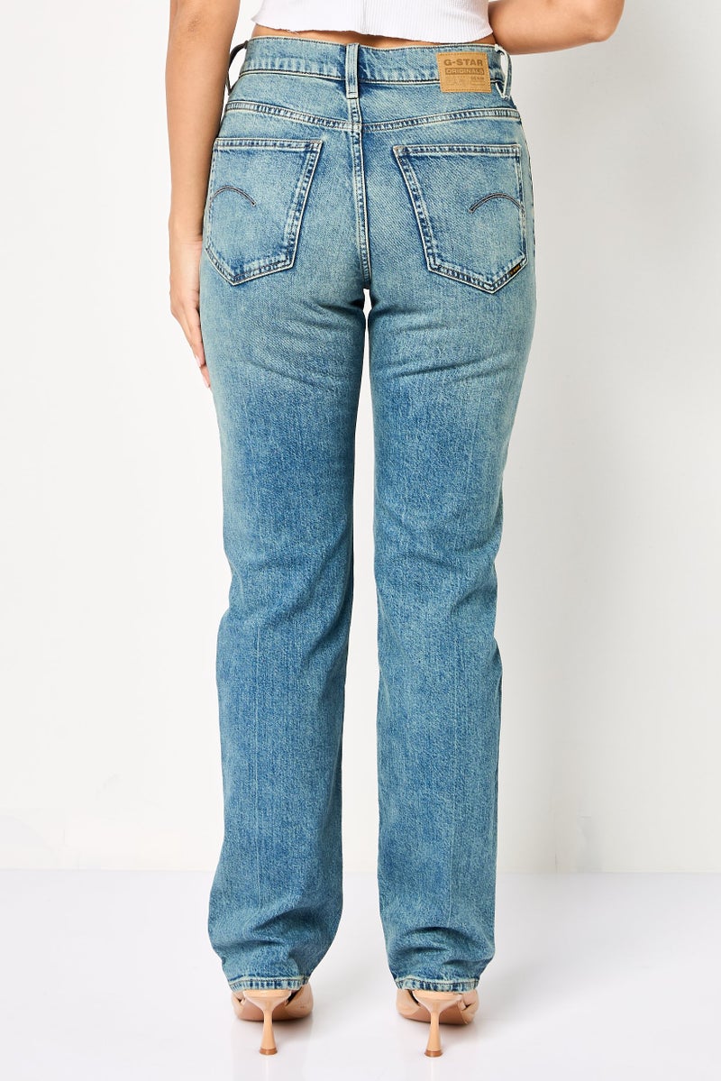 G-Star RAW Women Straight Fit Washed Stretchable Jeans, Blue - Image 4