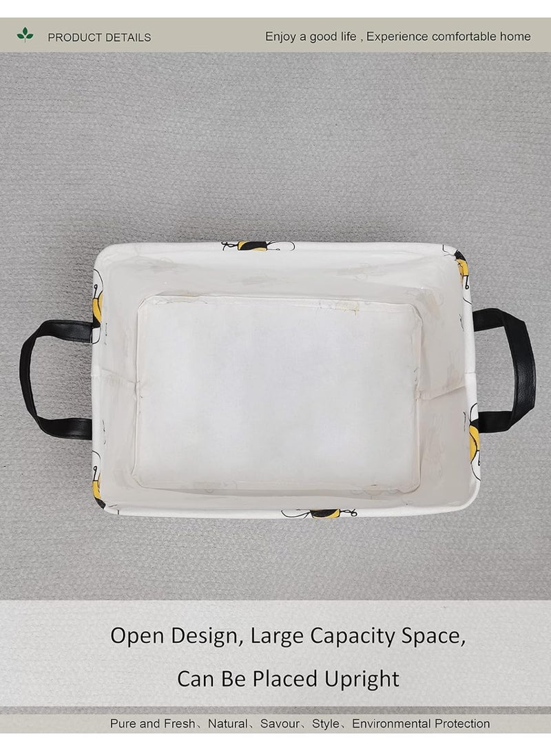 ONOEV Rectangular Folding Laundry Basket, waterproof Canvas Basket,gift basket,Suitable for children's room,Office,Clothes,Toys Storage(Bee) - Image 3