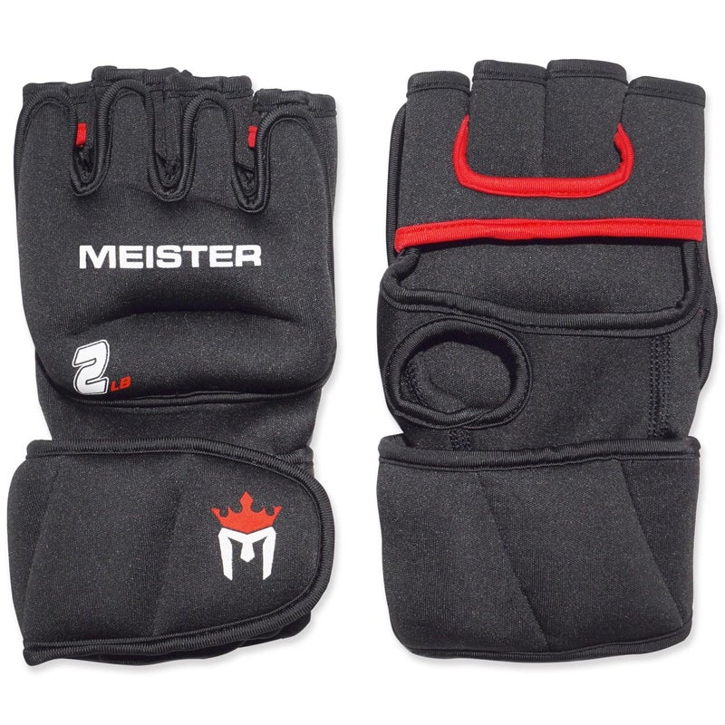 Meister قفازات ميستر بوزن 2 باوند من النيوبرين لتمارين الكارديو والأيدي الثقيلة (زوج) - 2 باوند × 2 - أسود/أحمر - Image 2