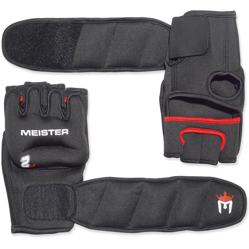 Meister قفازات ميستر بوزن 2 باوند من النيوبرين لتمارين الكارديو والأيدي الثقيلة (زوج) - 2 باوند × 2 - أسود/أحمر - Image 3