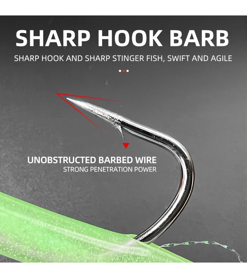 8/0 Red Eel Hooks 5 Pack For Striped Bass Trolling Saltwater Tube Lures Teaser Rigs - Image 5