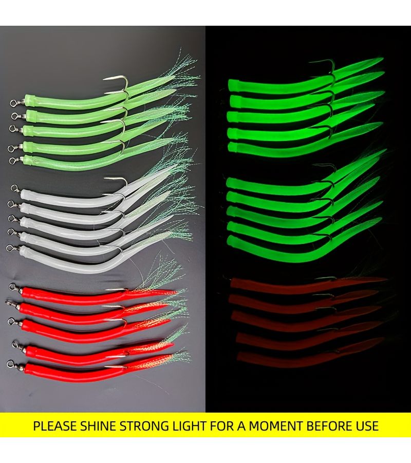 8/0 Red Eel Hooks 5 Pack For Striped Bass Trolling Saltwater Tube Lures Teaser Rigs - Image 3