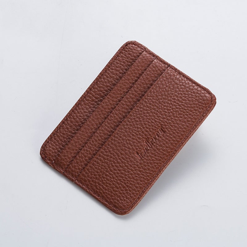 Baellerry Men's Multi-Card Holder, Minimalist Japanese/Korean Style Mini Card Wallet in Light Coffee - Image 1