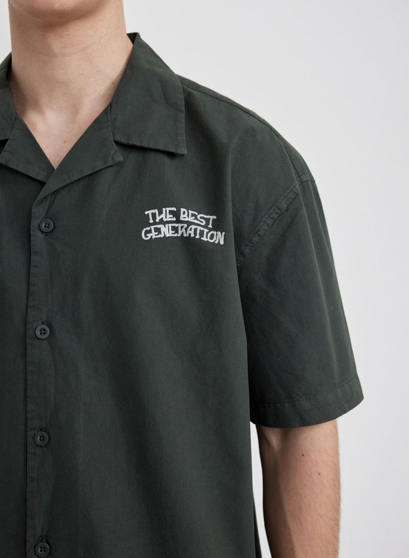 DeFacto Relax Fit Cotton Printed Short Sleeve Shirt  - Image 3