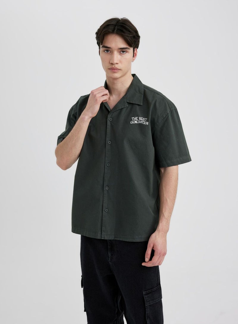 DeFacto Relax Fit Cotton Printed Short Sleeve Shirt  - Image 1