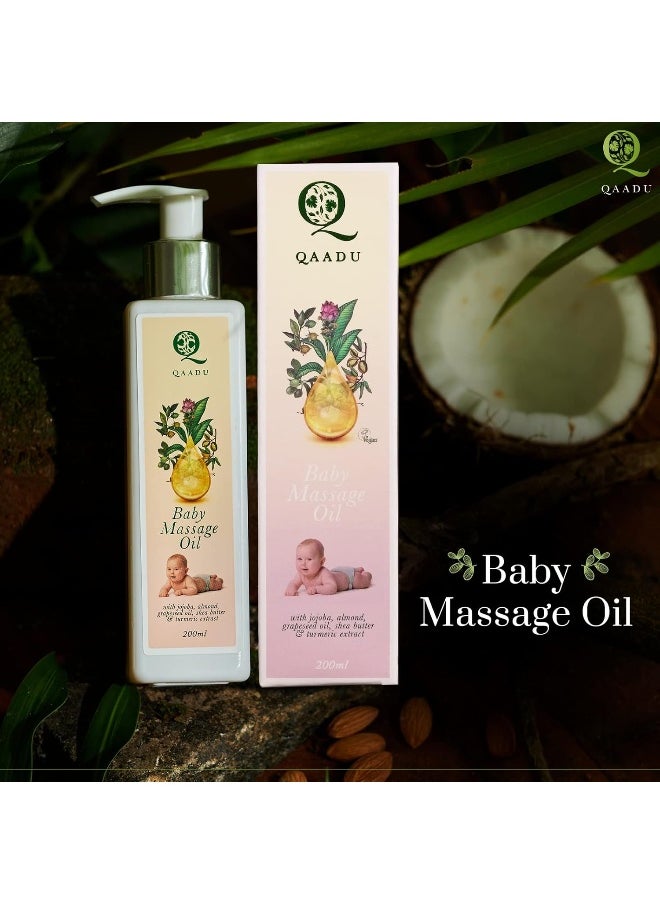 QAADU QAADU Soothing Baby Massage Oil, 200 ML, with essential oils, Grapeseed Oil, Shea Butter, for moisturisation & nourishment, prevents dryness, For All Skin Types  - Image 3