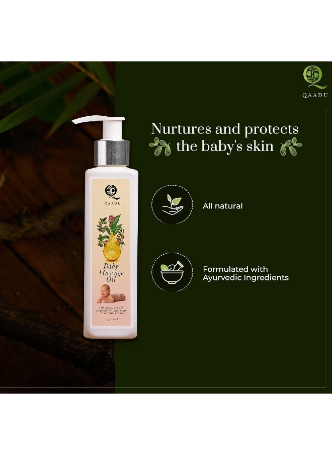 QAADU QAADU Soothing Baby Massage Oil, 200 ML, with essential oils, Grapeseed Oil, Shea Butter, for moisturisation & nourishment, prevents dryness, For All Skin Types  - Image 4
