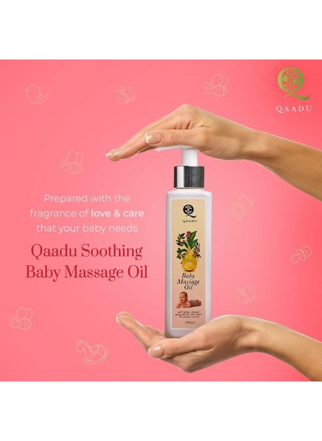 QAADU QAADU Soothing Baby Massage Oil, 200 ML, with essential oils, Grapeseed Oil, Shea Butter, for moisturisation & nourishment, prevents dryness, For All Skin Types  - Image 5