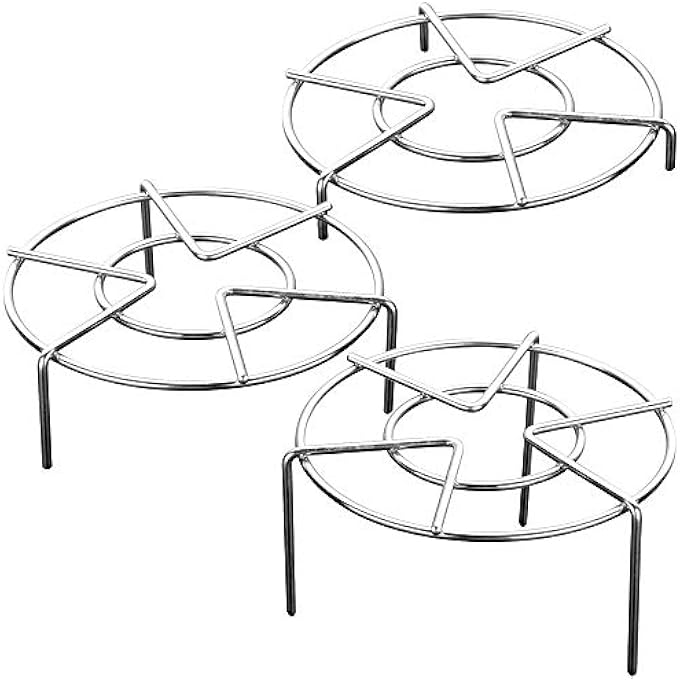 Bukela Set Of 3 Stainless Steel Trivet Rack Stand3 Sizes Heavy Duty Pressure Cooker Steam Racks Steaming Rack Pot Pan Cooking Stand 3 Cm 5 Cm7Cm - Image 1