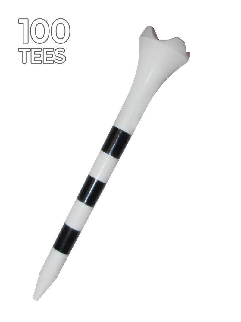 PrideSports Pride Golf Tee Performance Plastic Golf Tees - 100 Count, 2-3/4 Inch - White - Striped for Consistency - Image 2