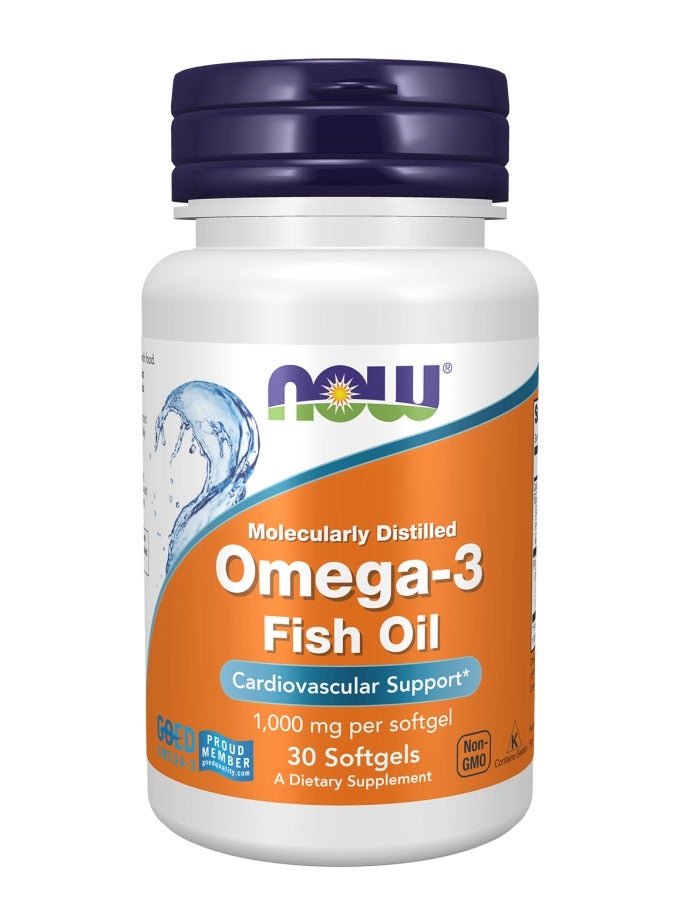now Molecularly Distilled Omega-3 Dietary Supplement 30 Softgels - Image 1