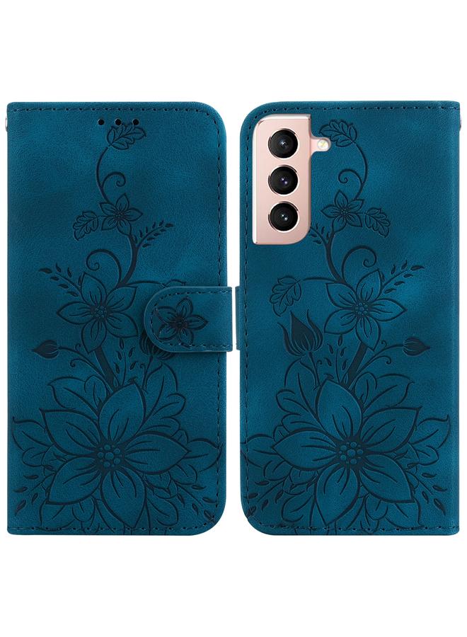 S-TOP Case For Samsung Galaxy S21 5G Lily Embossed Leather Phone Case - Image 1
