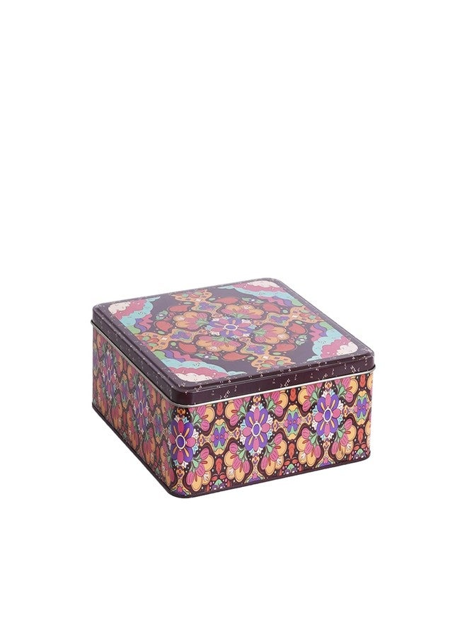 GLISTENDECOR Metal Storage Box with Lid – Rectangular (Brown) | Airtight Tin Container for Cookies, Biscuits | Durable Kitchenware for Beads & Buttons | Ideal for Gifting & Kitchen Décor pack of 1 - Image 1