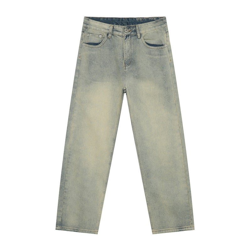 Mtlclothes Men'S Clothing | Autumn American Vibe High Street Grinding White Straight Tube Joker Washed Jeans Casual Tide - Image 1