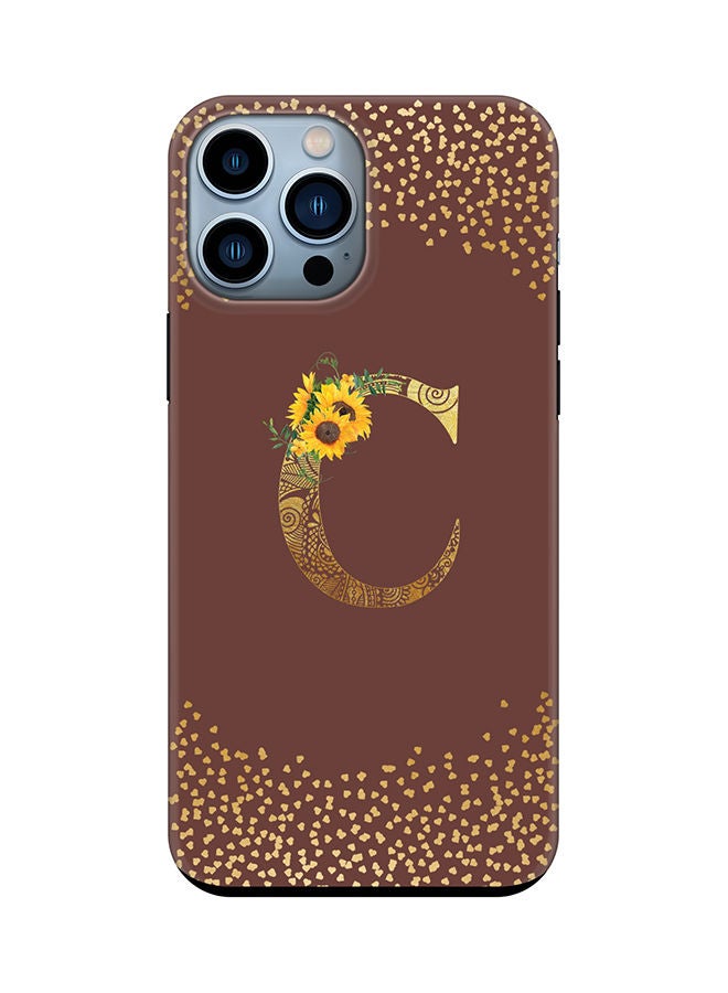Stylizedd Monogram Tough Series for Apple iPhone 13 Pro Max Custom Initials Floral Mandala Pattern Tough Pro Dual Layer hybrid PC inner TPU protection Alphabet- C (Brown) - Image 1