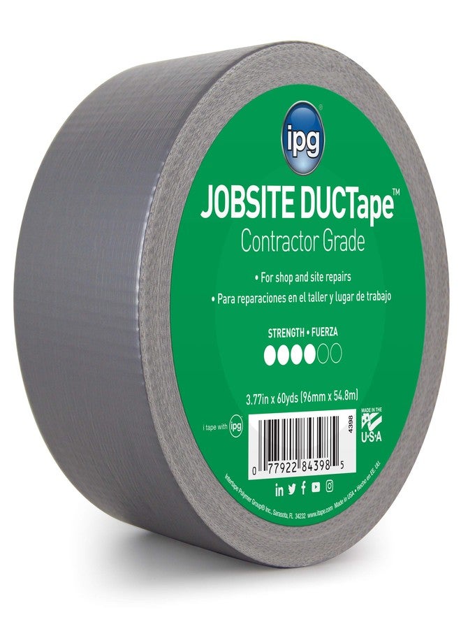 اي بس سي شريط لاصق IPG JobSite DUCTape، شريط لاصق من الدرجة الاحترافية، 3.77 بوصة × 60 ياردة، فضي (لفة واحدة) - Image 1
