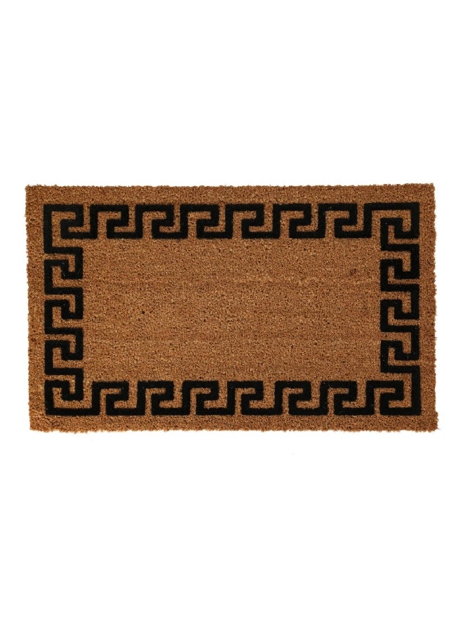 DeCoir Rectangular Shaped Greek Key Border Coir Door Mat Brown and Black 18 x 30 Inch 77FLGKY830 - Image 1