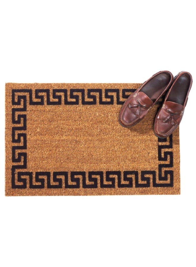 DeCoir Rectangular Shaped Greek Key Border Coir Door Mat Brown and Black 18 x 30 Inch 77FLGKY830 - Image 2