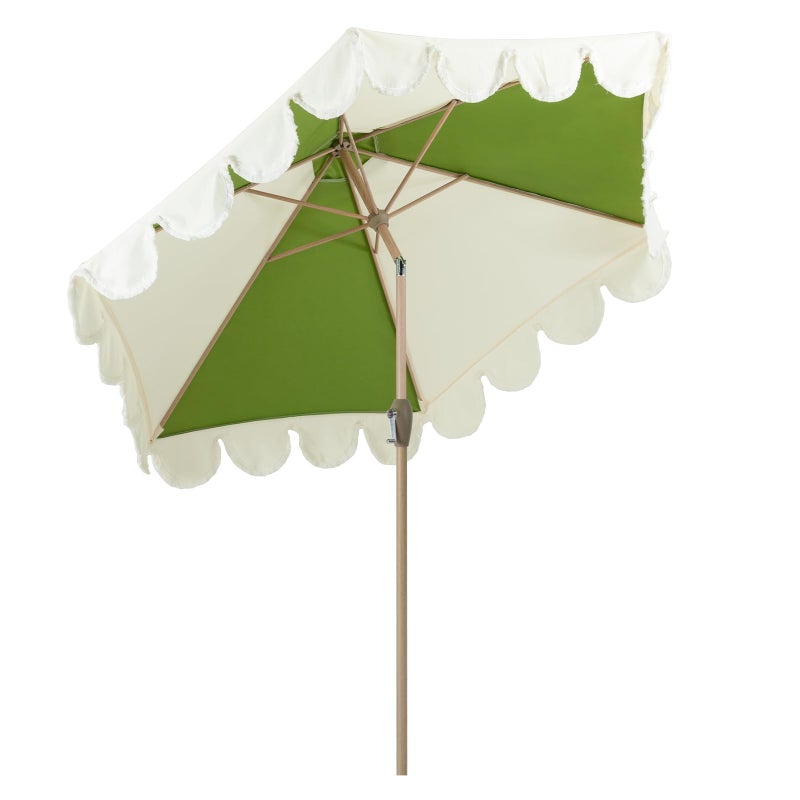 Tempera 9ft Scalloped Patio Umbrellas with Fringe, Market Umbrellas with Water-Resistant and Fade Resistant Canopy, 1.5" Wood Pole & Button Tilt. - Image 1