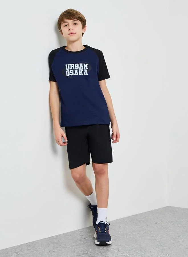 ستايلي Teen Boys Cotton Raglan T-Shirt and Shorts Set