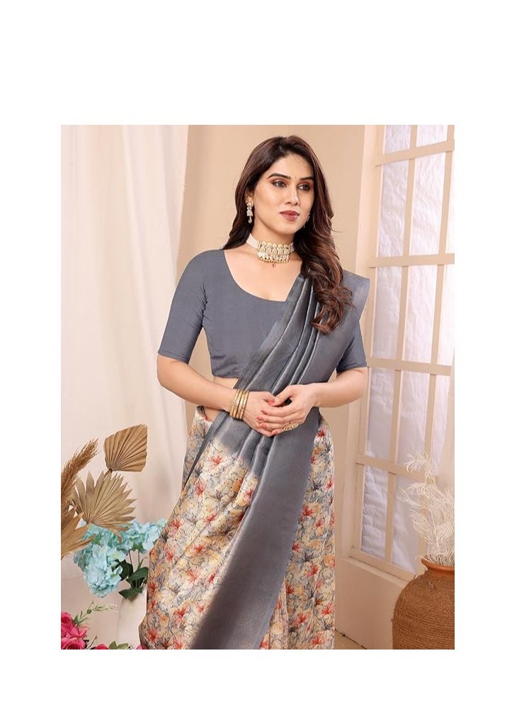 Accessorize Kingdom - Women's kanjivaram Banarasi Softy Soft Silk Saree With Unstitched Blouse Piece (Softy) - Image 1